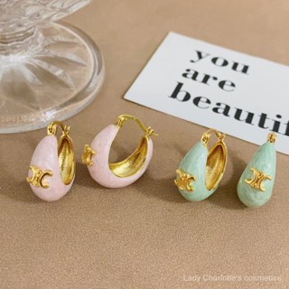 [0705]SDY French Arc De Triomphe Fresh Texture Drip Glazed Ear Clip Fashion Advanced Design Metal Quality Earrings Sweet Cool Ear StudsY2K