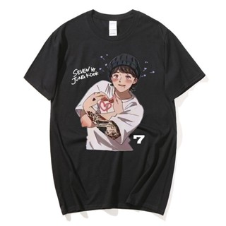 เสื้อยืดแขนสั้นลําลอง ผ้าฝ้าย ทรงหลวม พิมพ์ลายอัลบั้ม KPOP BANGTAN JUNGKOOK SEVEN 7 พลัสไซซ์ สไตล์เกาหลี แฟชั่นสําหรับผู้ชาย และผู้หญิง