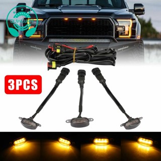 โคมไฟ LED สีเหลืองอําพัน สําหรับติดกระจังหน้ารถยนต์ Ford F-150 Raptor 3 ชิ้น