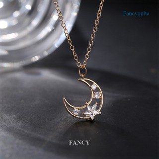 Fancy สร้อยคอแฟชั่น ทองคํา ดาวห้าแฉก ดวงจันทร์ สร้อยคอหลายชั้น คริสตัล ทอง เชียร ผู้หญิง เครื่องประดับ