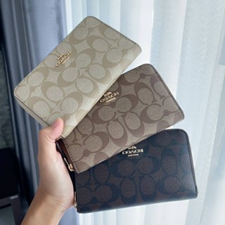 Medium Id Zip Wallet F88913 กระเป๋าสตางค์ซิปยาว COAC H กระเป๋าสตางค์สตรี ที่ใส่บัตร