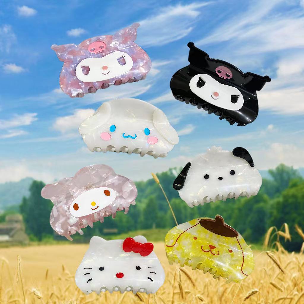 กิ๊บติดผมหญิง Sanrio ครอบครัวการ์ตูน Acetate คว้าคลิปน่ารัก Melody กิ๊บติดผมสาวหวาน Kuromi เครื่องประดับผม