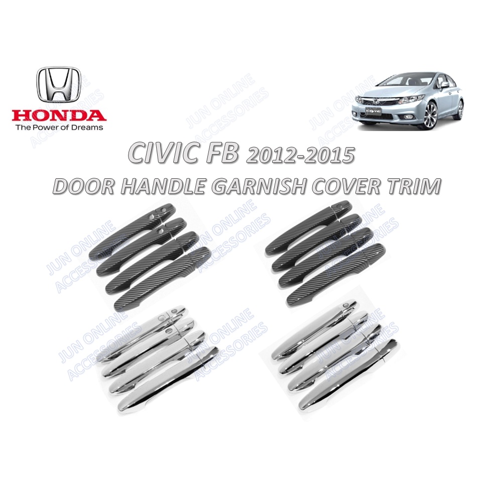 ฝาครอบมือจับประตูคาร์บอนโครเมี่ยม สําหรับ Honda Civic FB 2012-2015