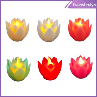 [Flourishroly5] โคมไฟเทียน LED รูปดอกบัว สําหรับตกแต่งบ้าน