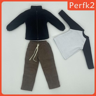 [Perfk2] เสื้อแจ็กเก็ต ผ้าฟลีซ 1/6 และกางเกง แฮนด์เมด 12 นิ้ว สําหรับตุ๊กตา 3 ชิ้น