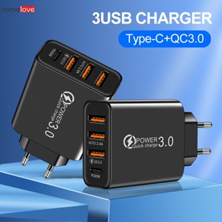 3usb Type-c Multi-port Charger Pd Us Gauge European Gauge Power Adapter 4-port Charging Head White/balck Eu/us Promotion homelove