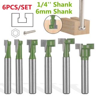 ชุดดอกสว่านเราเตอร์ 6 มม. 1/4 นิ้ว CNC 6 ชิ้น