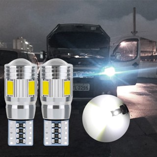 หลอดไฟซีนอน LED T10 W5W 6SMD 5630 อลูมิเนียม สีขาว สีฟ้า สีเหลือง สําหรับจอดรถยนต์ 1 ชิ้น