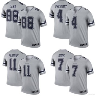 Yp2 NFL เสื้อยืดลําลอง แขนสั้น คอกลม พิมพ์ลาย Dallas Cowboys Jersey Prescot Diggs Parsons Lamd สีเทา พลัสไซซ์ PY2