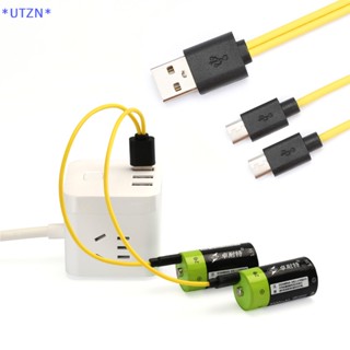 Utzn&gt; ใหม่ สายเคเบิลแยก 5V 2A Usb 2.0 เป็น Micro Usb 2 4 ชาร์จเร็ว สําหรับ Android AA AAA