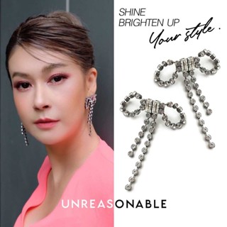 ต่างหูโบว์ Crystal ต่างหูคลิป ต่างหูก้านเงินแท้ น้ำหนักเบา สวยใส่สบาย Unreasonable Accessories UA0623-01