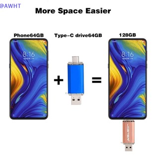 Awht แฟลชไดรฟ์ USB Type C OTG 128GB 64GB ความเร็วสูง 64GB 128GB 2 in 1