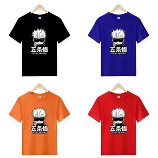 เสื้อยืดคอกลม พิมพ์ลายอนิเมะมหาเวทย์ผนึกมาร Gojo Jujutsu Kaisen Season 2 สีดํา ฟ้า แดง เหลือง สําหรับผู้ชาย และผู้หญิง