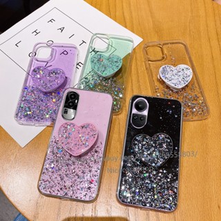 พร้อมส่ง เคสโทรศัพท์มือถือนิ่ม ป้องกัน ปิดด้านหลัง ลายกากเพชรดาว สีชมพู พร้อมขาตั้ง สําหรับ OPPO Reno10 Pro+ Plus 5G 10 10Pro+ A78 NFC 4G 2023