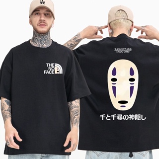 เสื้อยืดแขนสั้น พิมพ์ลายกราฟฟิคอนิเมะ Spirited Away Ghibli No Face Man แฟชั่นฤดูร้อน สไตล์ญี่ปุ่น สําหรับผู้ชาย  