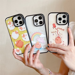 Casetifg เคสโทรศัพท์มือถือ ซิลิโคน TPU แข็ง อะคริลิคใส กันกระแทก สีรุ้ง พร้อมกล่อง สําหรับ iPhone 11 12 13 14 Pro Max 14Plus