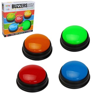 Learning Minds Answer Buzzers For Quizzes - Set of 4 Lights &amp; Sounds Buzzers Fo