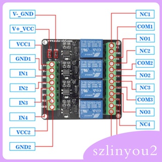 [szlinyou2] บอร์ดโมดูลรีเลย์ขยาย 3V 4 ช่องทาง พร้อมออปโต้คัปเปลอร์