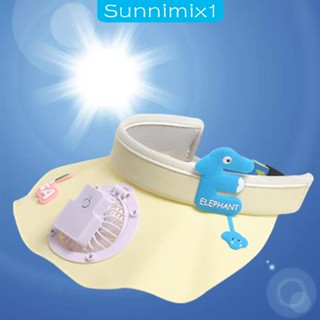 [Sunnimix1] หมวกปีกกว้าง พร้อมพัดลมระบายความร้อน ระบายอากาศ แบบพกพา สําหรับเล่นกีฬา ตกปลา เดินป่า ท่องเที่ยว