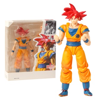 ฟิกเกอร์ PVC รูป Dragon Ball Z Super Saiyan God Red Hair Son Goku ขนาด 16 ซม. ของเล่นสําหรับเด็ก