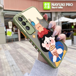 สําหรับ Tecno Pova 3 Pova Neo เคส การ์ตูน ชานม เด็กผู้หญิง รูปแบบ บาง ขอบสี่เหลี่ยม ดีไซน์ใหม่ กันกระแทก ฝ้า ใส เคสโทรศัพท์แข็ง