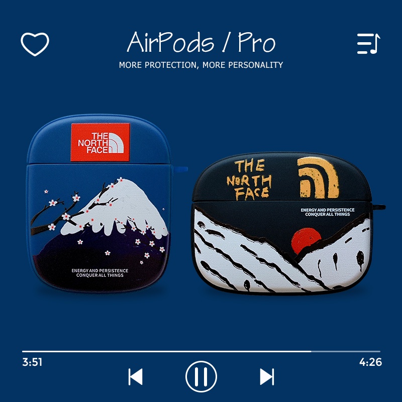 เคสซิลิโคน TPU ลาย The North Face พร้อมพวงกุญแจ สําหรับ AirPods 1 2 3 Pro 2 Pro2