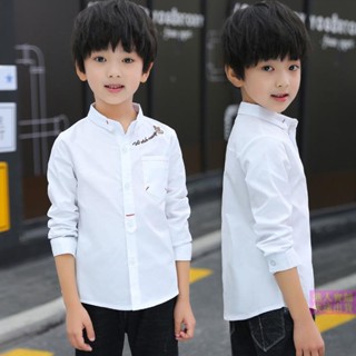 [พร้อมส่ง] เสื้อเชิ้ตแขนยาว ผ้าฝ้ายแท้ ลายการ์ตูนอนิเมะ สีขาว แฟชั่นฤดูร้อน สไตล์เกาหลี สําหรับเด็กผู้ชาย 12 ถึง 15 ปี