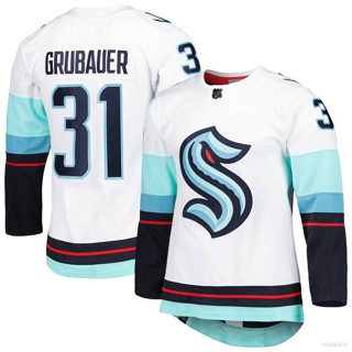 Qy NHL เสื้อยืดแขนยาว พิมพ์ลาย Seattle Kraken Jersey Philipp Grubauer พลัสไซซ์