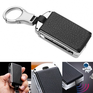 ⚡NEW 8⚡Key Case In Zinc Alloy/ Leather Ring Keychain Signal Hole Design Silver Black