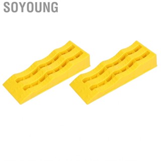 Soyoung 1 Pair RV Leveling Ramps 3 Stage Yellow Trailer Camper Wheel Chocks Tire -Skid Pad for Stabilizing Uneven Ground and Parking