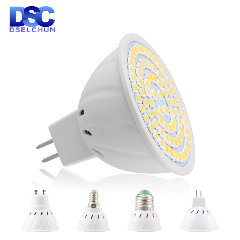 Dselchun หลอดไฟสปอตไลท์ LED E27 E14 MR16 GU10 220V 48 60 80 LED 2835 SMD 3w 4w 5w