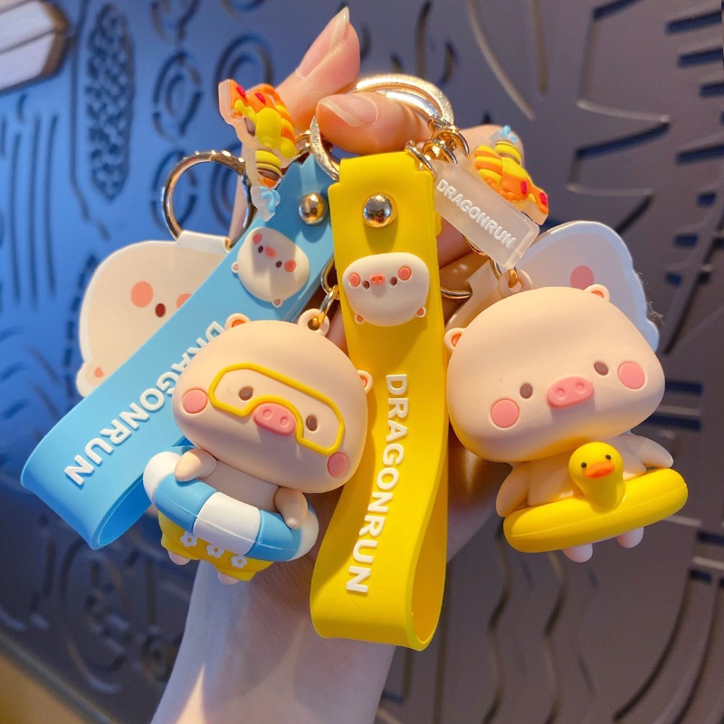 ของแท้ พวงกุญแจ รูปหมูว่ายน้ํา ขนาดเล็ก สําหรับนักเรียน สระว่ายน้ํา ปาร์ตี้