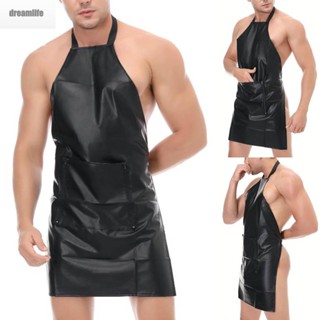 【DREAMLIFE】Adults Male Men Halterneck Clubwear Lingerie PU Leather Party Pocket Sexy