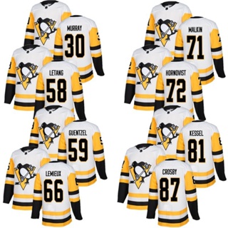 เสื้อกีฬาแขนสั้น ลายทีม Nhl Hockey Jersey Penguins Jersey 71 Malkn 81 Kessel 30 Murray 87 Crosby