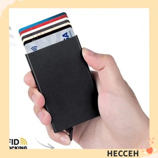 Hecceh RFID กระเป๋าสตางค์ กระเป๋าใส่บัตร อัตโนมัติ บล็อก RFID สําหรับผู้ชาย