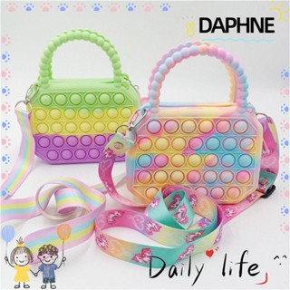 Daphne กระเป๋าถือ กระเป๋าสะพายไหล่ ซิลิโคน สีรุ้ง เรียบง่าย บรรเทาความเครียด สําหรับสุภาพสตรี