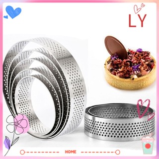 LY DIY Cake Mold Stainless Steel Circle Mould Tartlet Molds Bakeware Decorating Tool Perforated French Dessert Mousse Tart Ring