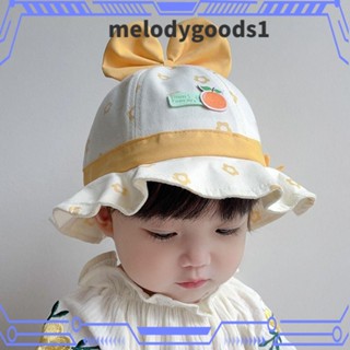 Melodygoods1 หมวกปีกกว้าง ประดับโบว์ กันแดด ชายหาด สําหรับเด็กทารก