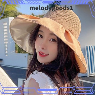 MELODYGOODS1 หมวกฟางปีกกว้าง ป้องกันรังสียูวี สําหรับผู้หญิง