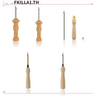 FKILLA🌼 Home &amp; Garden Poke Embroidery Needles DIY Sewing Tools Knitting Embroidery Pen Needle Arts &amp; Craft Wooden Handle Knitting Weaving Stitching Punch Needle Handmade Threader Set