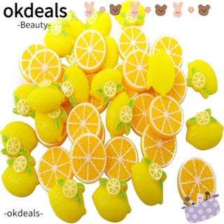 OKDEALS จี้เรซิ่น รูปผลไม้ มะนาว ด้านหลังแบน สําหรับตกแต่งสมุดภาพ DIY 30 60 ชิ้น