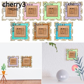 Cherry3 ฝาครอบสวิตช์ไฟ พลาสติก ขอบทอง สําหรับตกแต่งห้องนั่งเล่น