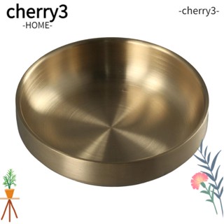 CHERRY3 จานสเตนเลส ทรงกลม ขนาดเล็ก คุณภาพสูง สําหรับใส่ซอส น้ําสลัด ข้าว