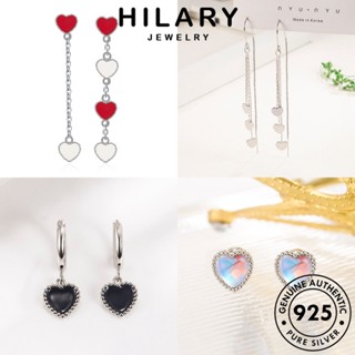 HILARY JEWELRY ต้นฉบับ 925 รักหัวใจ ต่างหู เครื่องประดับ ผู้หญิง ตุ้มหู ห่วง แท้ เงิน เครื่องประดับ แฟชั่น เกาหลี มอยส์ซาไนท์ไดมอนด์ Silver หนีบ M053