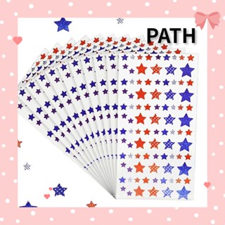 PATH สติกเกอร์ฟอยล์เลเซอร์เมทัลลิก ลายดาว มีกาวในตัว สีแดง สีขาว สีฟ้า สําหรับงานปาร์ตี้ 900 ชิ้น 10 แผ่น