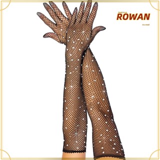 ROWANS ถุงมือ ผ้าตาข่าย ประดับเพชร สไตล์พังก์ฮิปฮอป สําหรับผู้หญิง