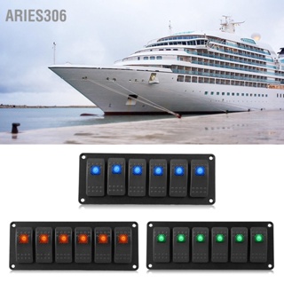 Aries306 12-24V 6 Gang Rocker แผงสวิตช์สำหรับรถ RV เรือ Yacht Marine