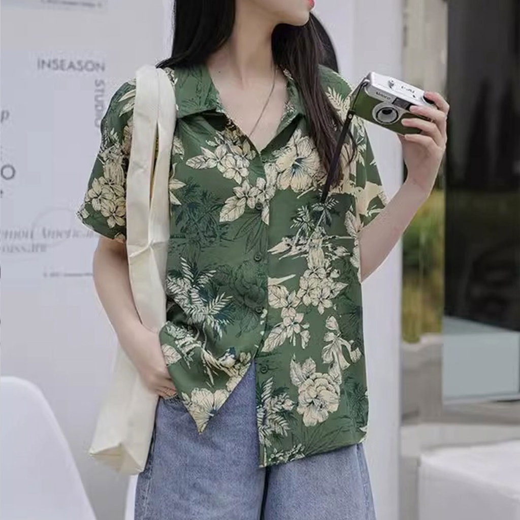 Suxi เสื้อเชิ้ตแขนสั้น แขนพัฟ ทรงหลวม เข้ารูป ลายดอกไม้ เข้ากับทุกการแต่งกาย สไตล์วินเทจ แฟชั่นฤดูร้อน สําหรับผู้หญิง