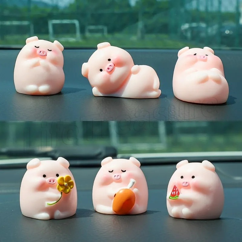 หมูน่ารัก ตกแต่งสวน รถ / เรซิ่น สีชมพู การ์ตูน ของเล่น ตกแต่ง / เครื่องประดับภายในรถยนต์ / แดชบอร์ด สํานักงาน ของขวัญวันเกิด / อุปกรณ์ตกแต่งรถยนต์ /