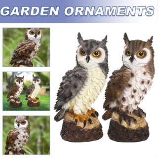 Cute Resin Owl Shape Decor Homen Ornament Outdoor Garden Statue Figurine